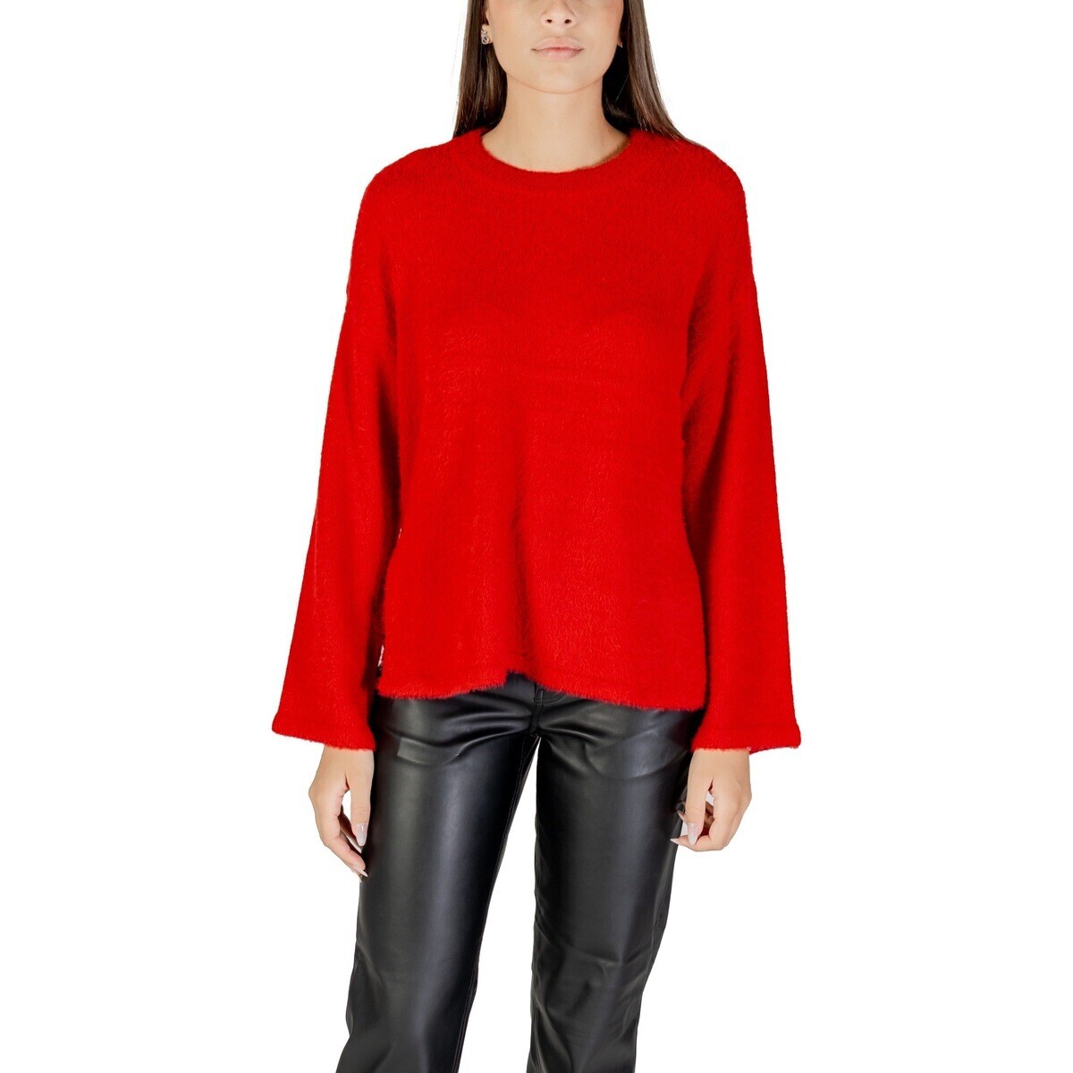 Only  ONLPETRA LS LOOSE O-NECK CC KNT 15350652  Červená