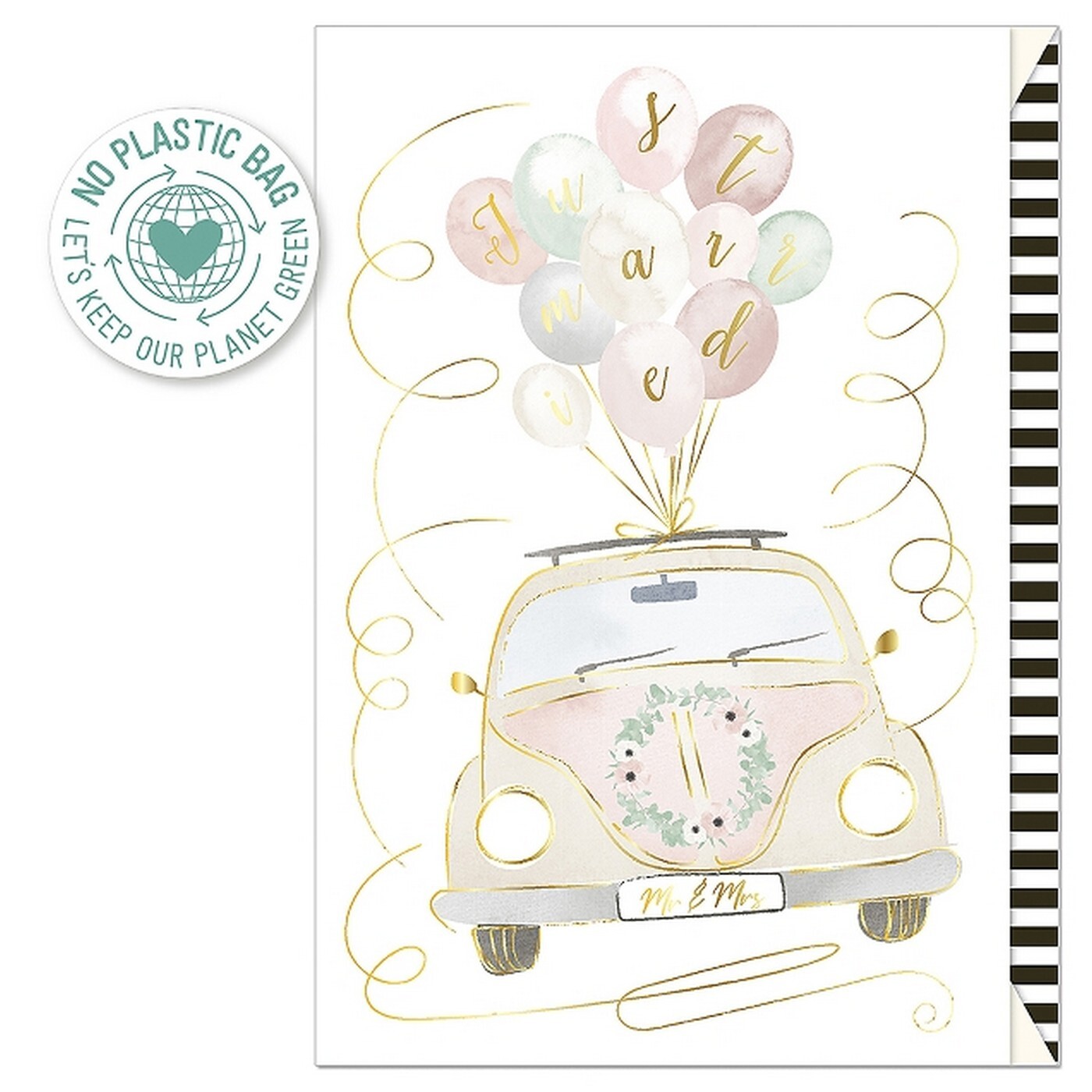 Svatební přání s obálkou Artebene Just Married Car