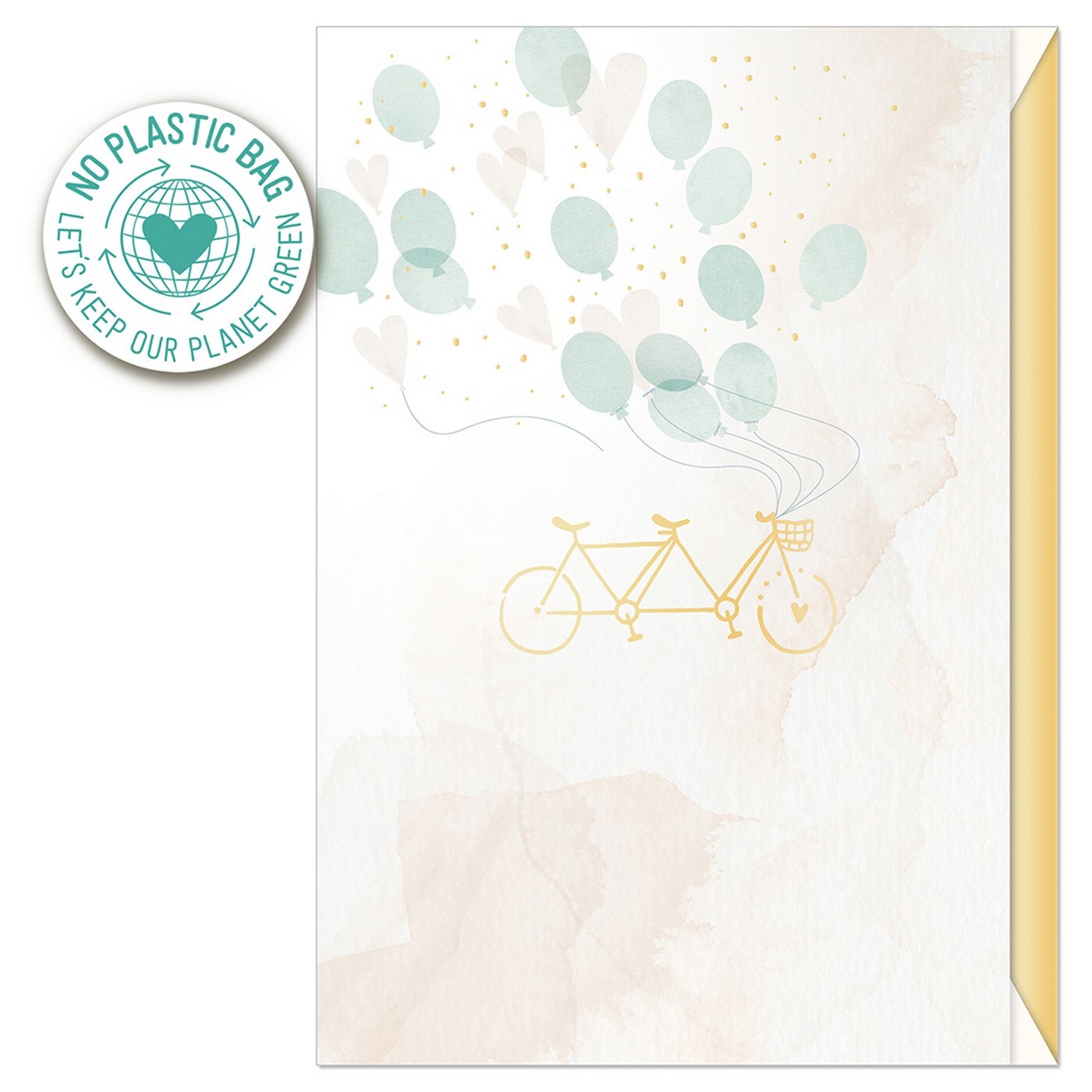 Ražené přání s obálkou Artebene Bike with Balloons