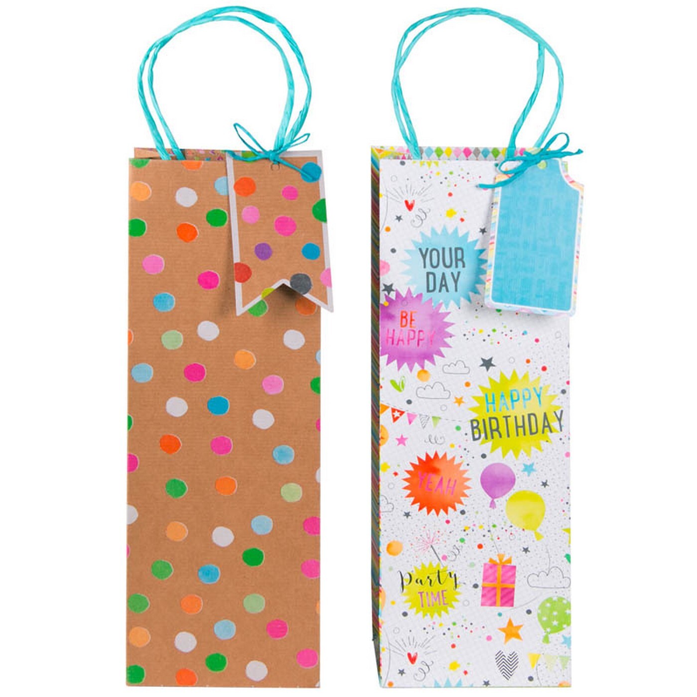 Dárková taška na víno set 2 ks Artebene Dots & Happy Birthday