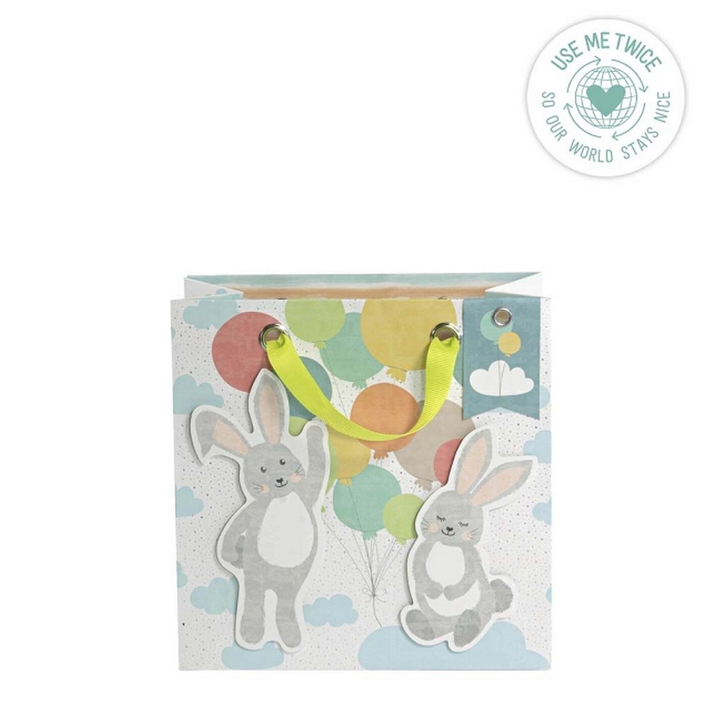 Dárková taška 20x20x11cm Artebene Rabbit with Balloons