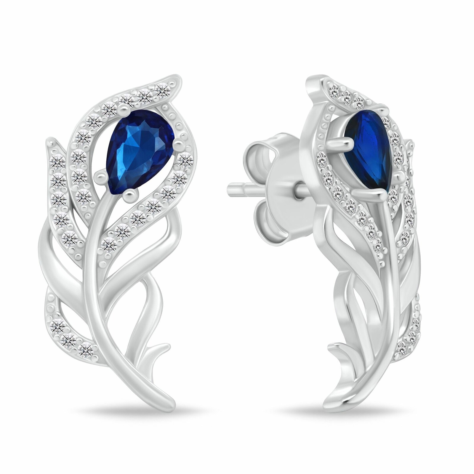 Brilio Silver Oslnivé stříbrné náušnice Peříčka se zirkony EA1202WB