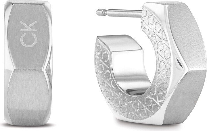 Calvin Klein Ocelové kruhové náušnice Latch 35000263