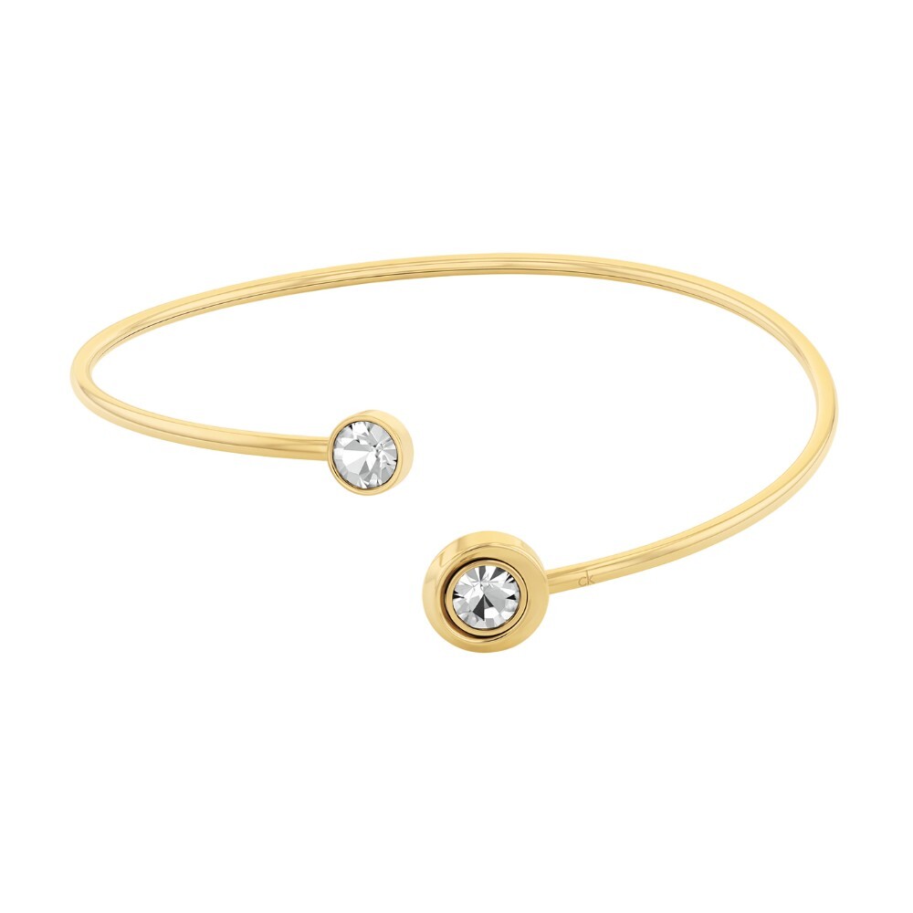 Calvin Klein Moderní pevný otevřený náramek s krystaly Twisted Bezel Solitaire 35000774