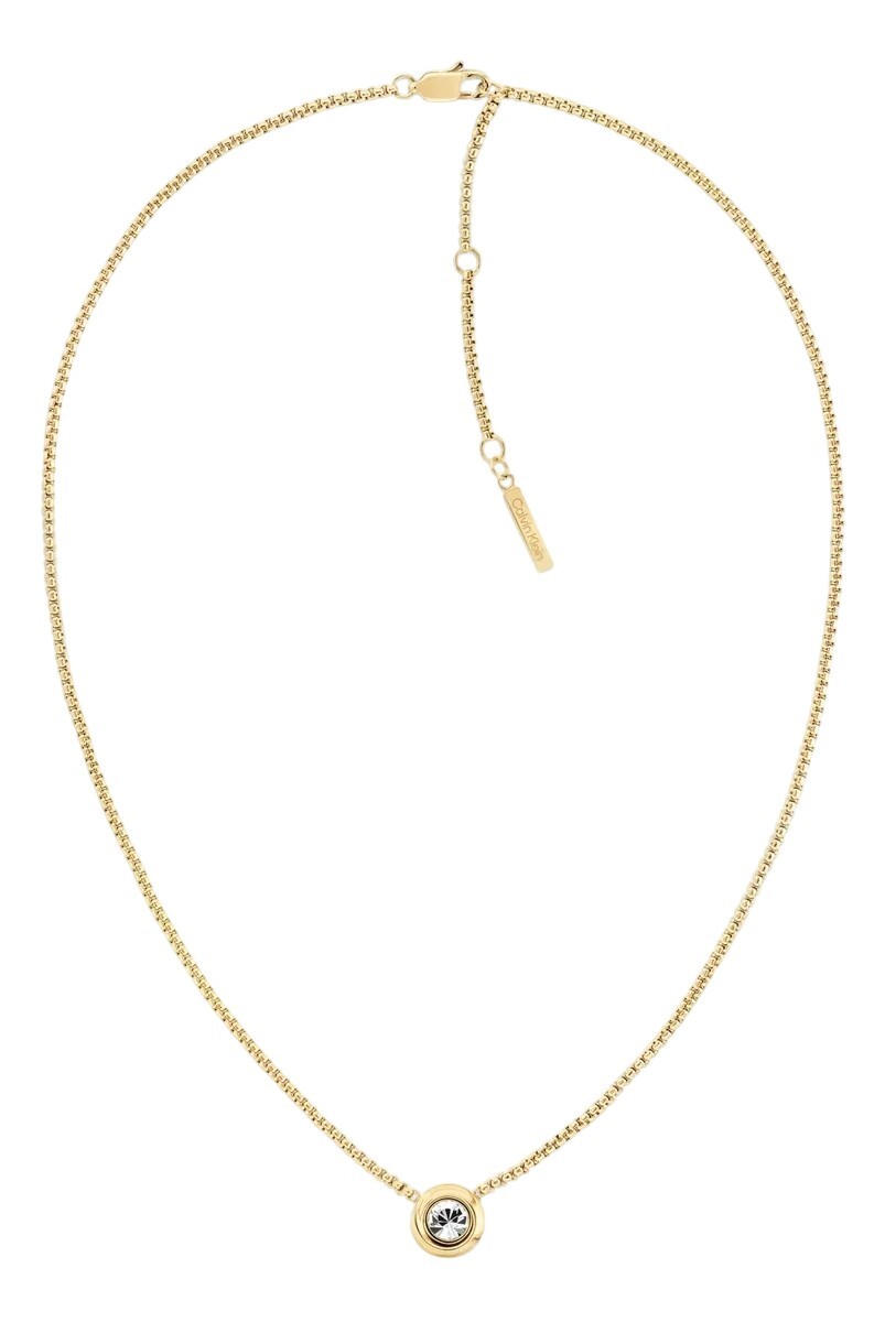 Calvin Klein Slušivý pozlacený náhrdelník Twiste Bezel Solitaire 35000770