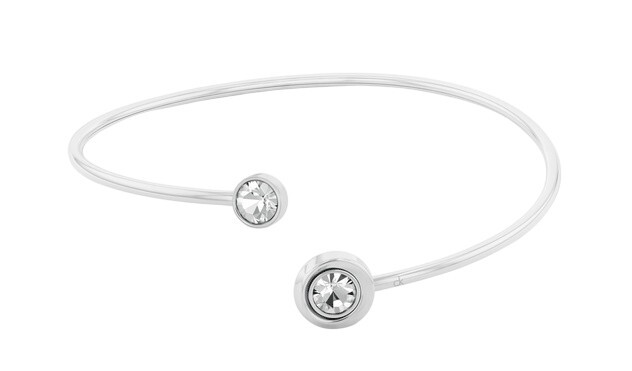 Calvin Klein Pevný otevřený náramek s krystaly Twisted Bezel Solitaire 35000773