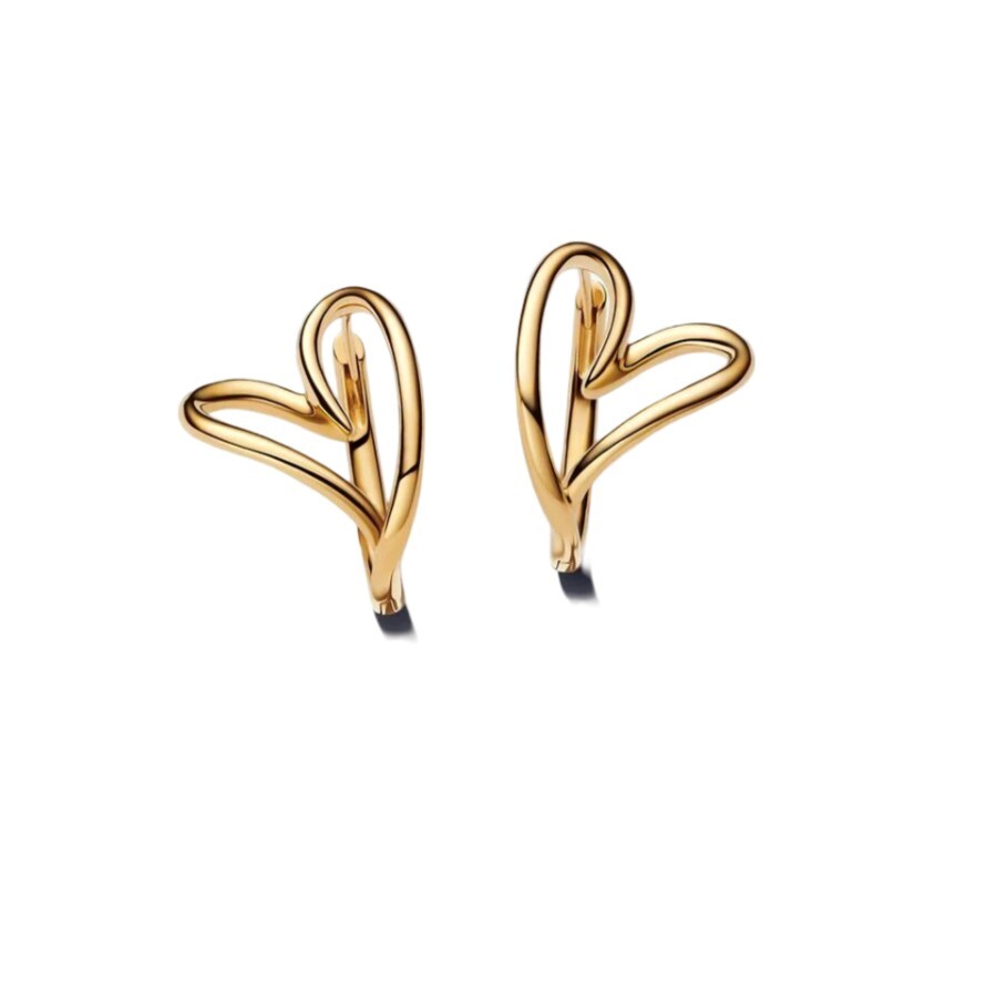 Pandora Pozlacené kruhové náušnice srdíčka Shine 263807C00