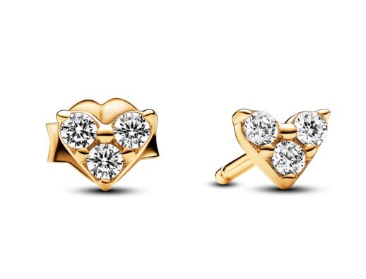 Pandora Pozlacené náušnice Srdíčka se zirkony Shine 263003C01