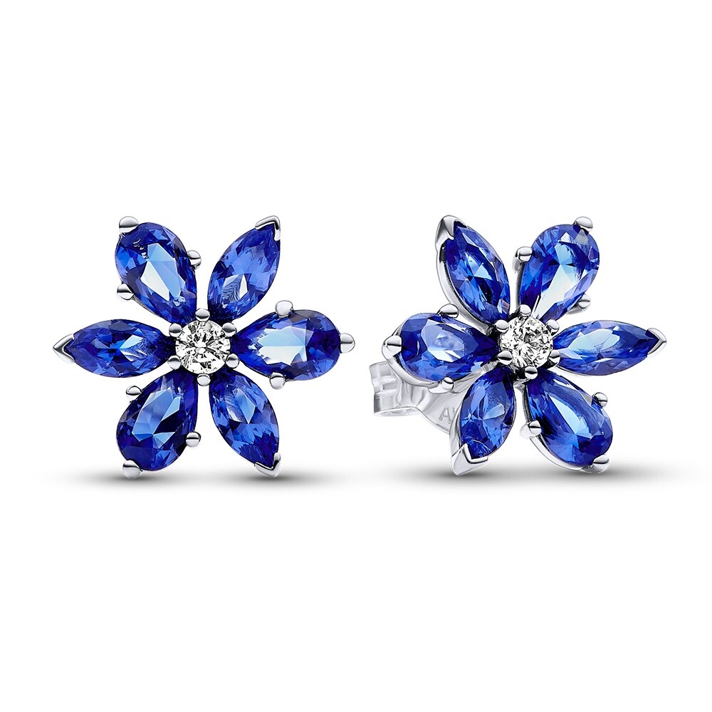 Pandora Okouzlující stříbrné náušnice Modrý květ Timeless 292407C01