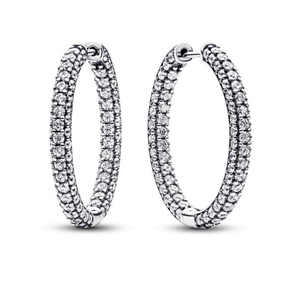 Pandora Blyštivé náušnice Pavé kruhy Timeless 293016C01