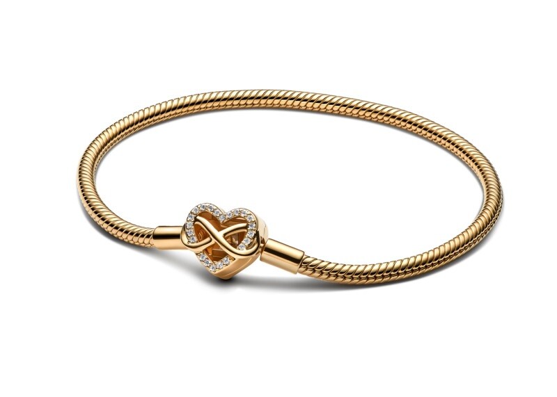 Pandora Romantický pozlacený náramek Srdce Shine Moments 563758C01 19 cm