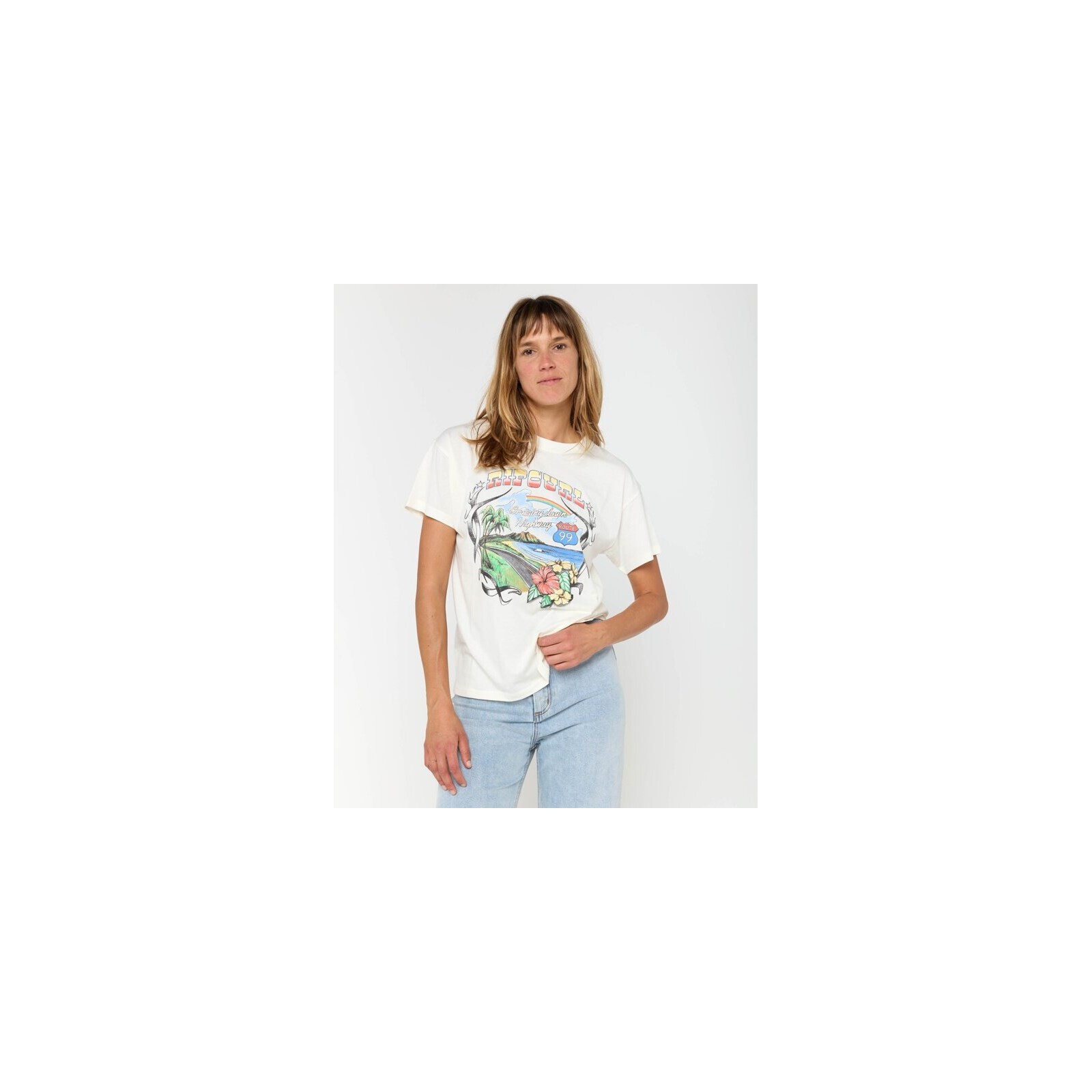 triko RIP CURL - Pacific Rider Relaxed Tee Bone (3021) velikost: XS