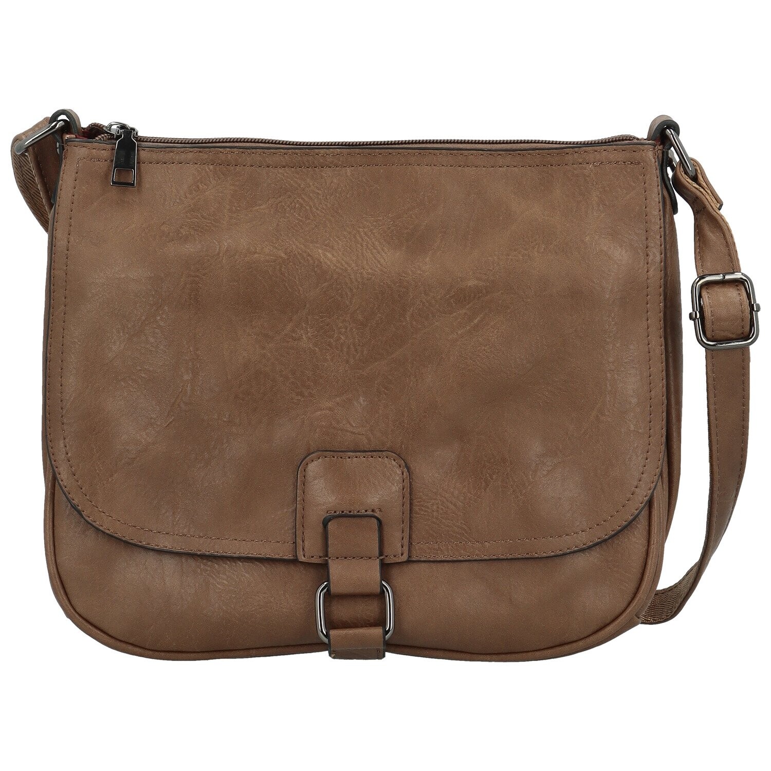 Trendy dámská koženková crossbody kabelka Gertha, khaki