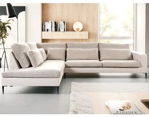 Rohová sedačka Romeo, béžová strukturovaná látka, levý roh