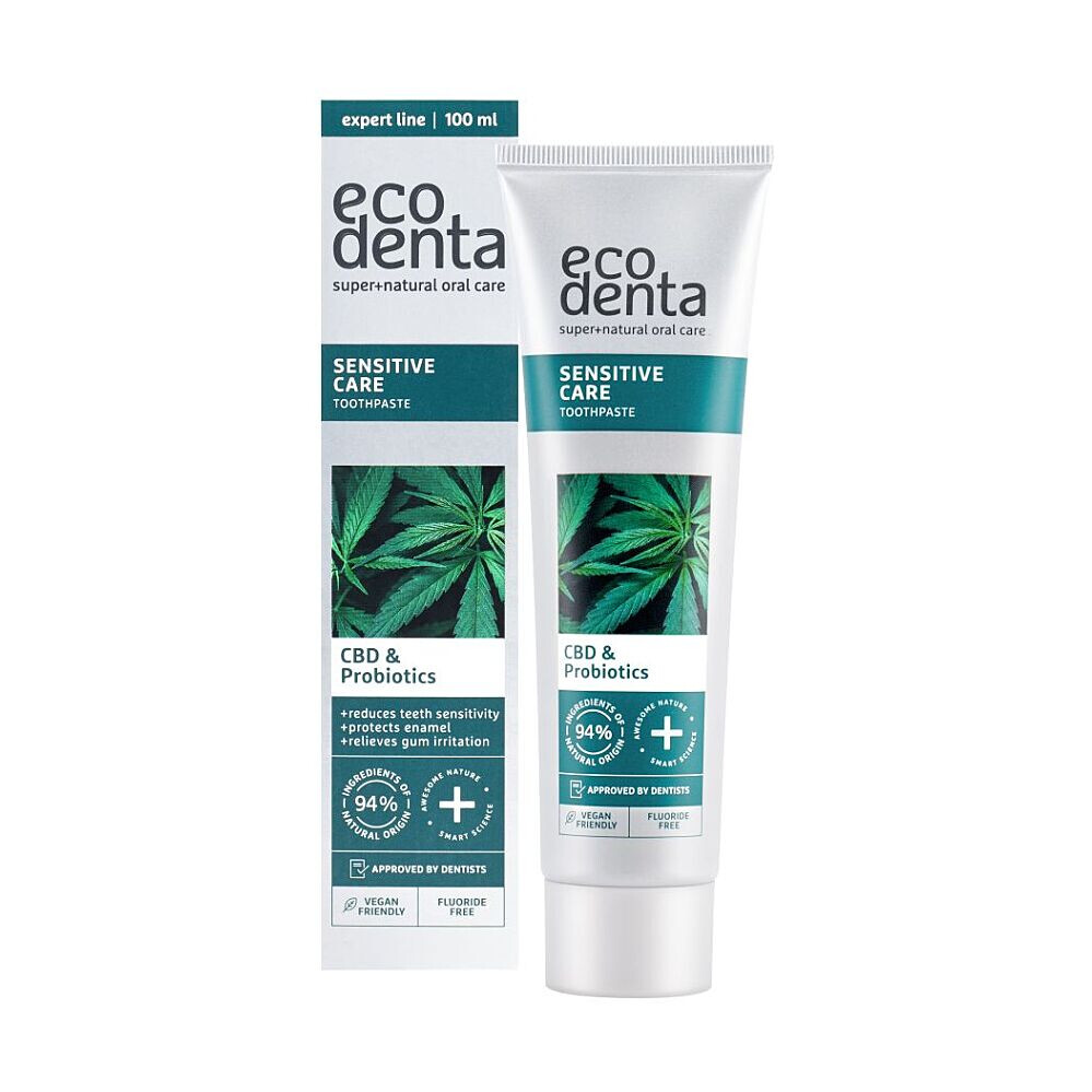 ECODENTA Zubní pasta na citlivé zuby s CBD a probiotiky, 100 ml
