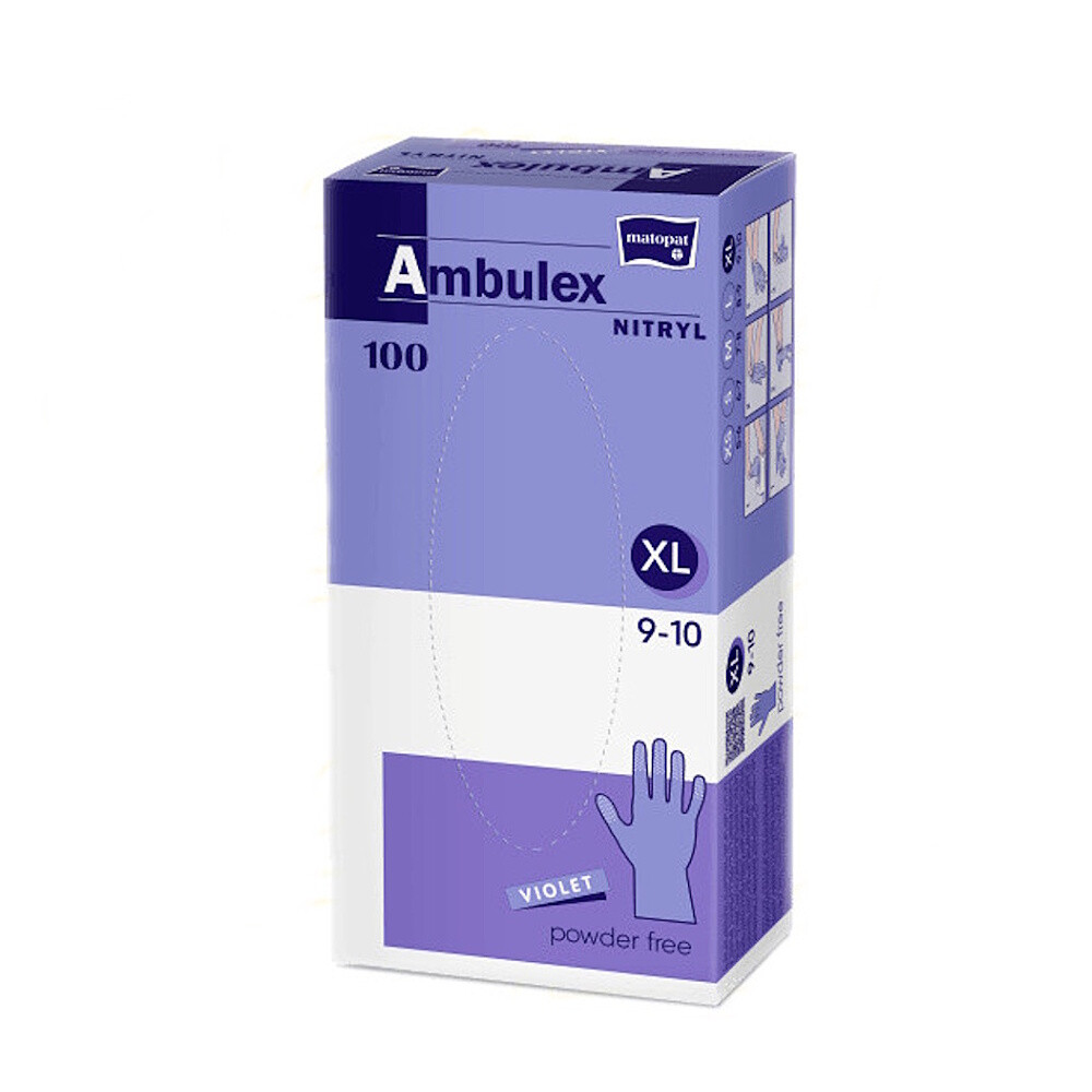 MATOPAT Ambulex nepudrované nitrilové rukavice violet XL 100 kusů