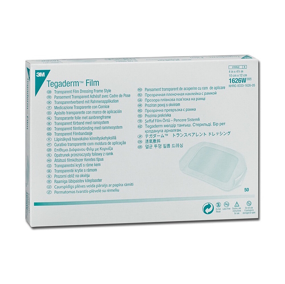TEGADERM Transparentní krytí s aplikačním rámečkem 10 x 12 cm 50 kusů