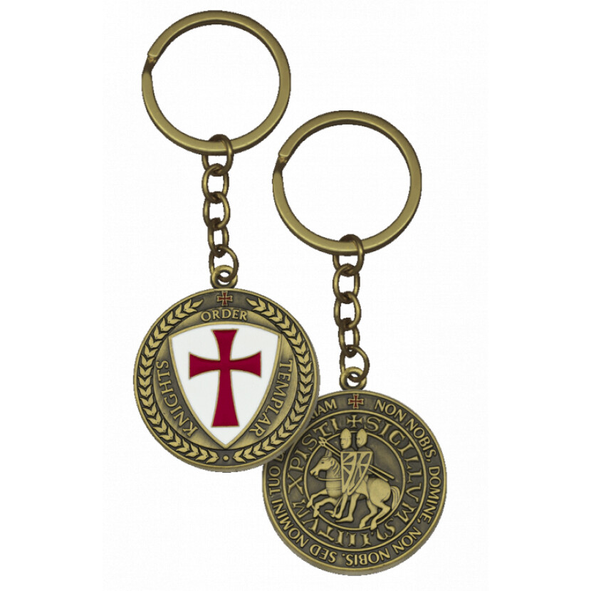 Klíčenka s templářským motivem Znak - zlatá-barevná