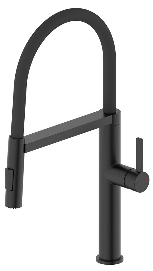 SAPHO ATON stojánková dřezová baterie se sprškou, černá mat EV125B
