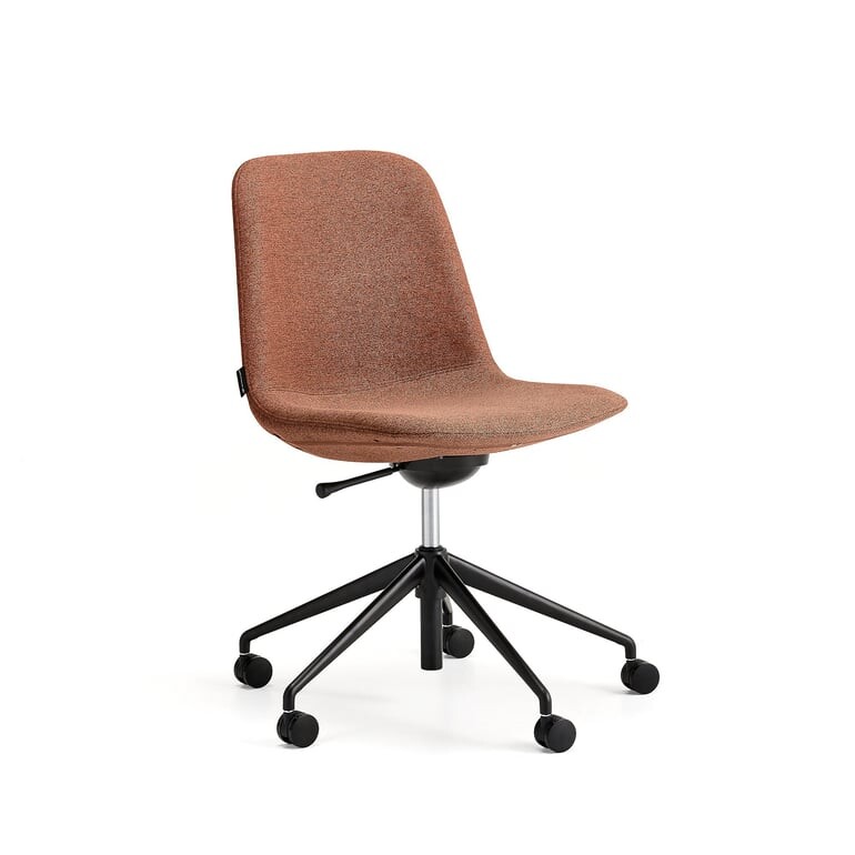 Židle LANGLEY, nízké opěradlo, s kolečky, černá/měděná