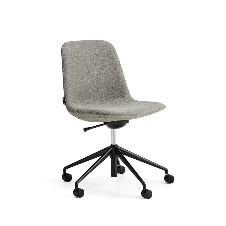 Židle LANGLEY, nízké opěradlo, s kolečky, černá/zelenošedá