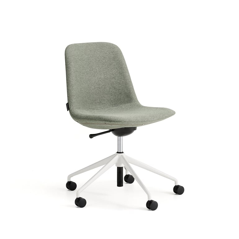 Židle LANGLEY, nízké opěradlo, s kolečky, bílá/zelenošedá