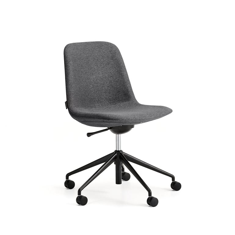 Židle LANGLEY, nízké opěradlo, s kolečky, černá/antracitová