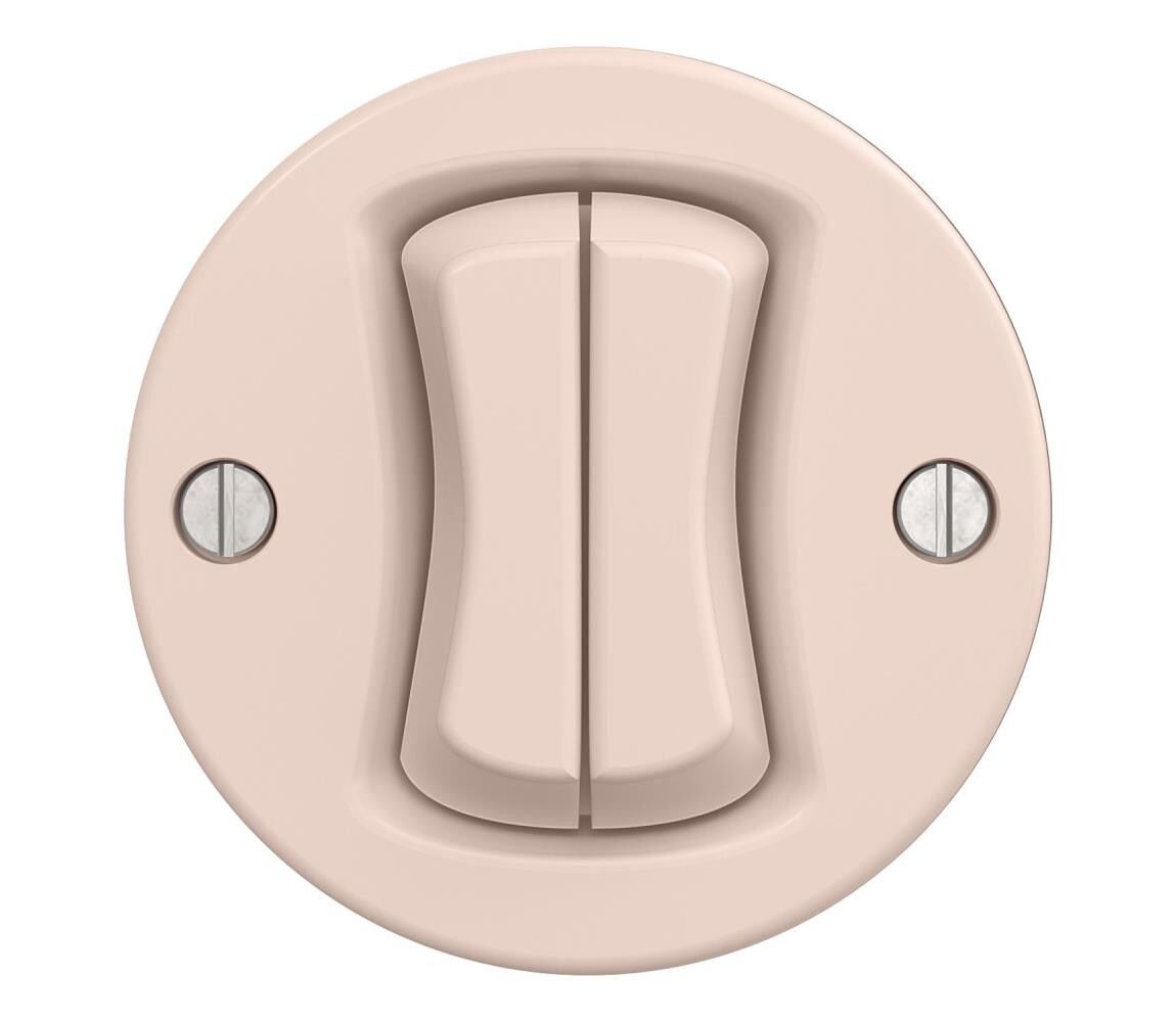 lap lap - Retro dvojitý schodišťový vypínač bez rámečku č. 6+6 starorůžová
