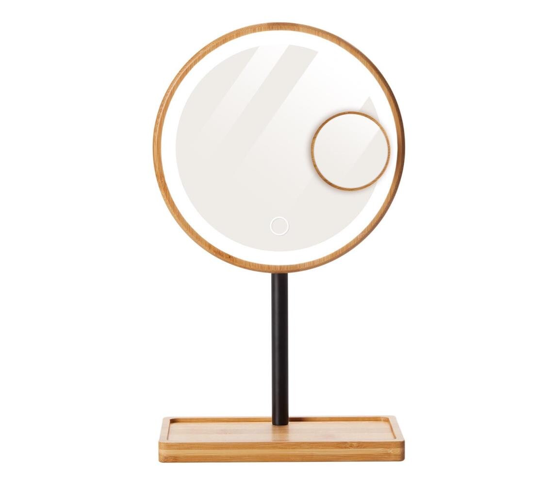 Lanaform Lanaform - Stmívatelné kosmetické zrcátko s LED podsvícením 5V USB bambus
