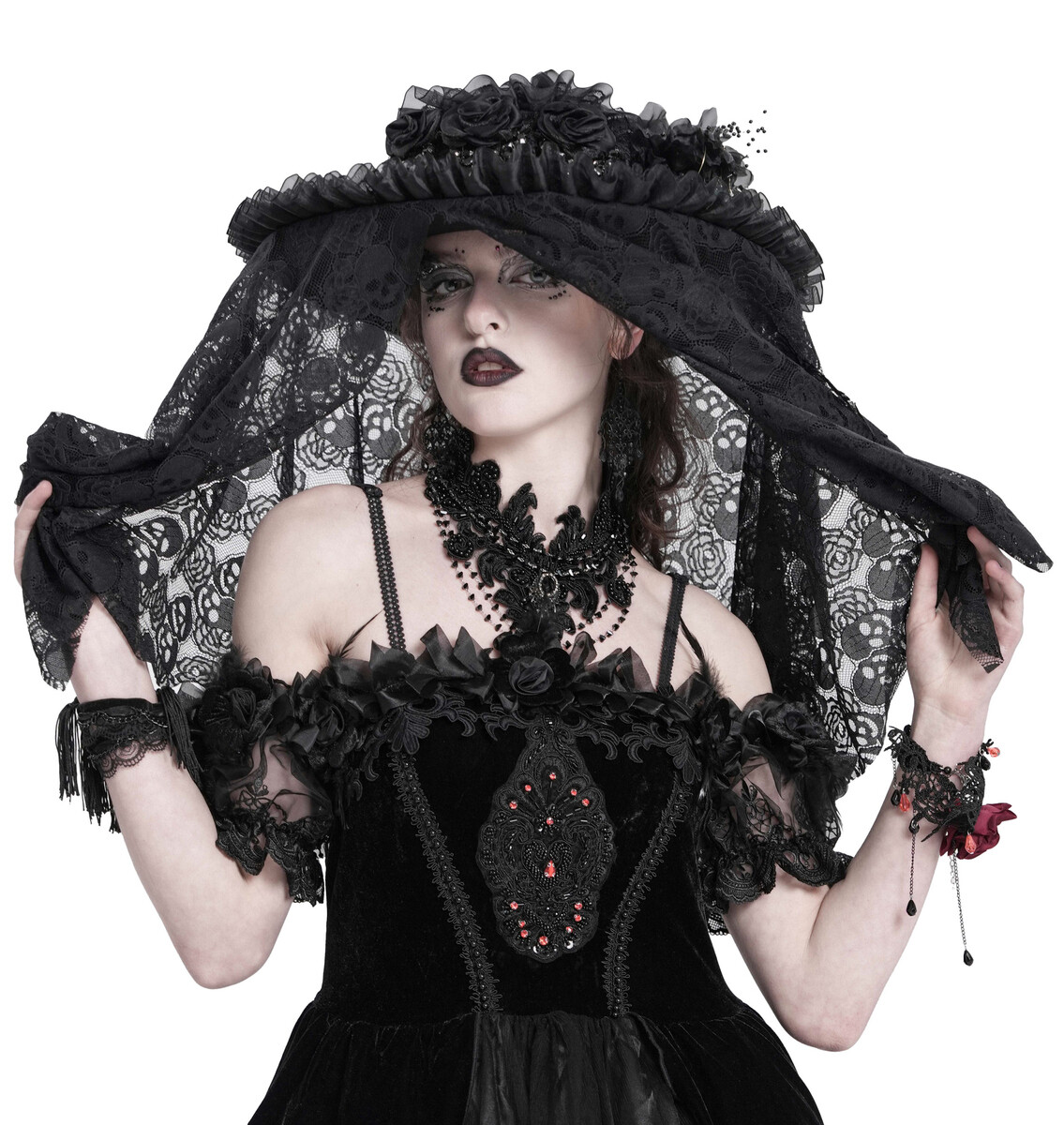 klobouk DEVIL FASHION - Black Skull Rose