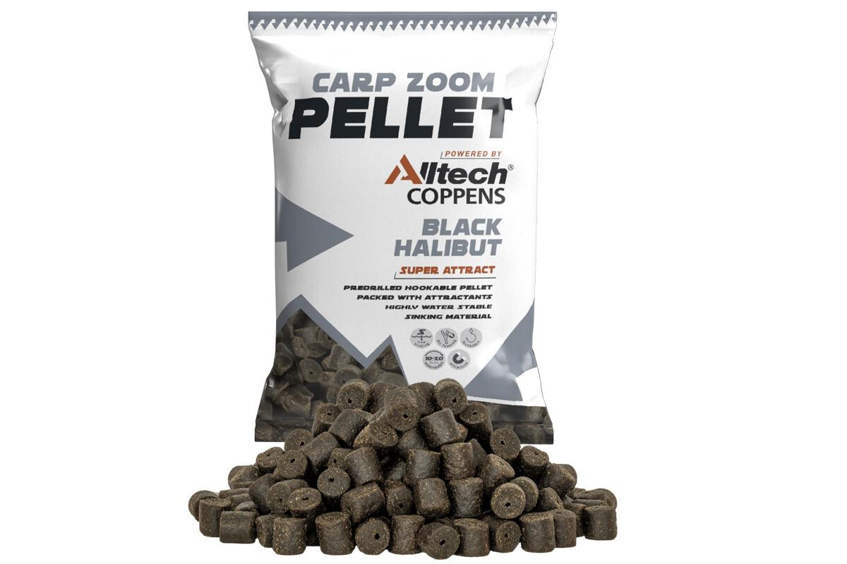 Carp Zoom pelety Black Halibut Pellet s otvorem - 800 g/15 mm