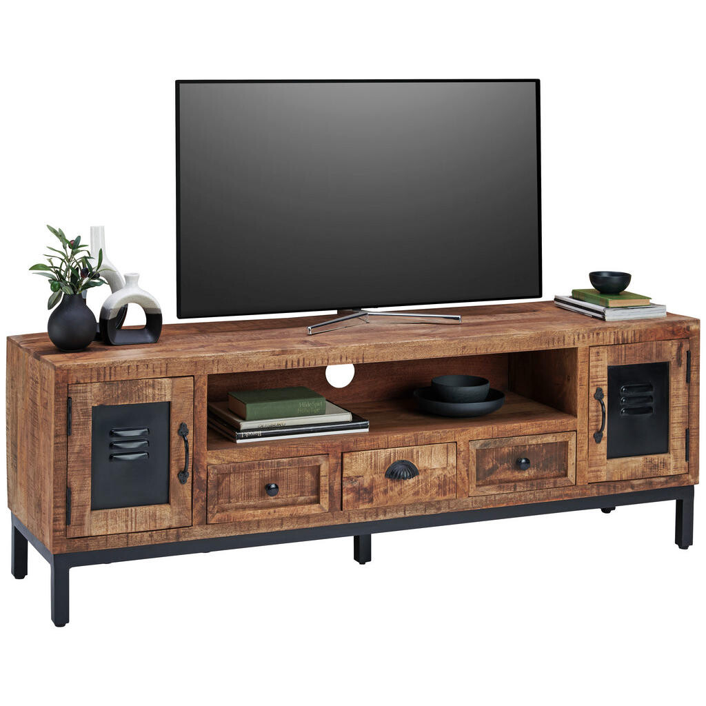 Landscape NÍZKÁ KOMODA, mangové dřevo, hnědá, černá, 160/55/40 cm