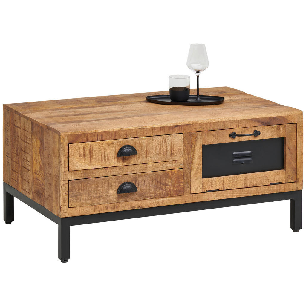 Landscape KONFERENČNÍ STOLEK, přírodní barvy, černá, dřevo, kov, 100/60/45 cm