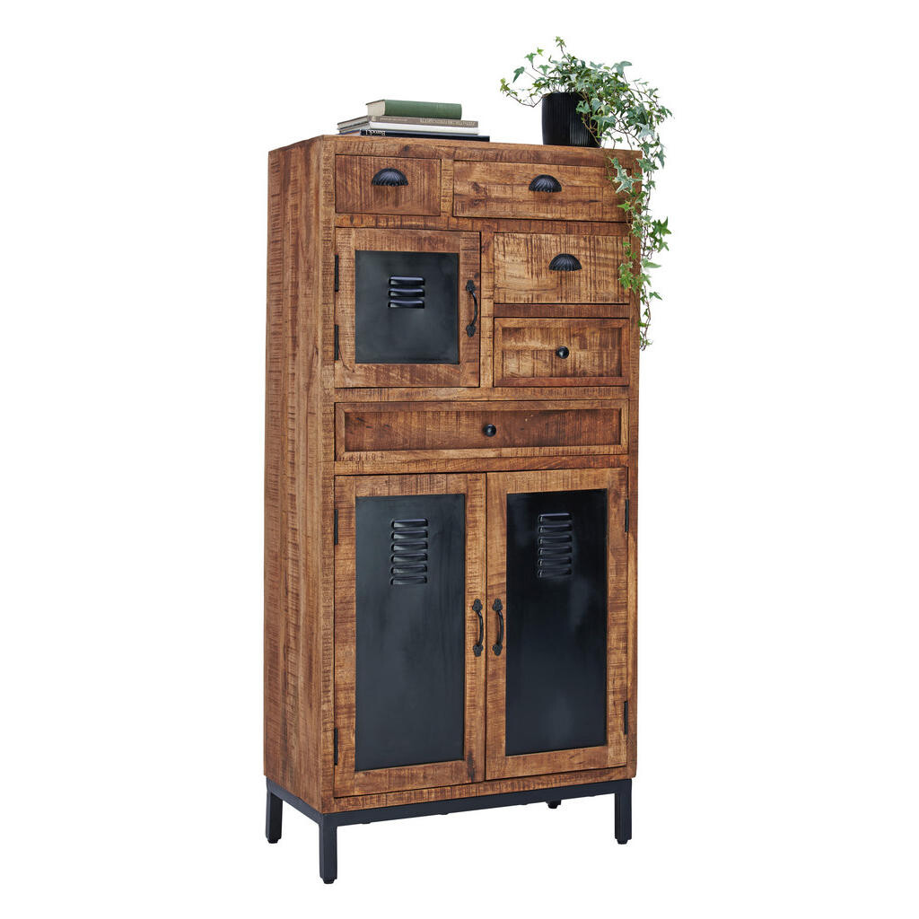 Landscape VYSOKÁ KOMODA, mangové dřevo, hnědá, černá, 80/165/40 cm