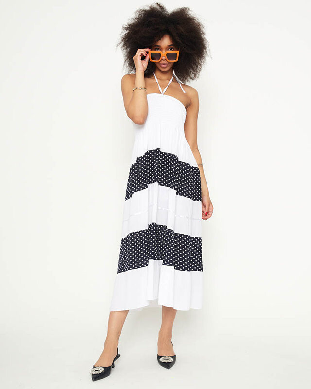 Resti White polka dot maxi skirt PLUS SIZE - Clothing