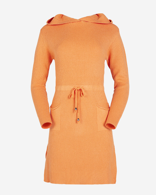 Resti Orange women's sweater dress with hood - Clothing