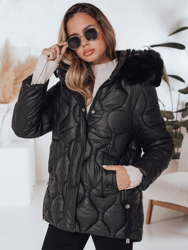 Kurtka damska zimowa LUMORE pikowana z kapturem khaki Dstreet TY5011