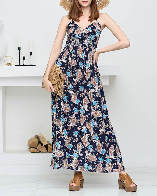 Resti Navy blue airy women's maxi dress - Clothing
