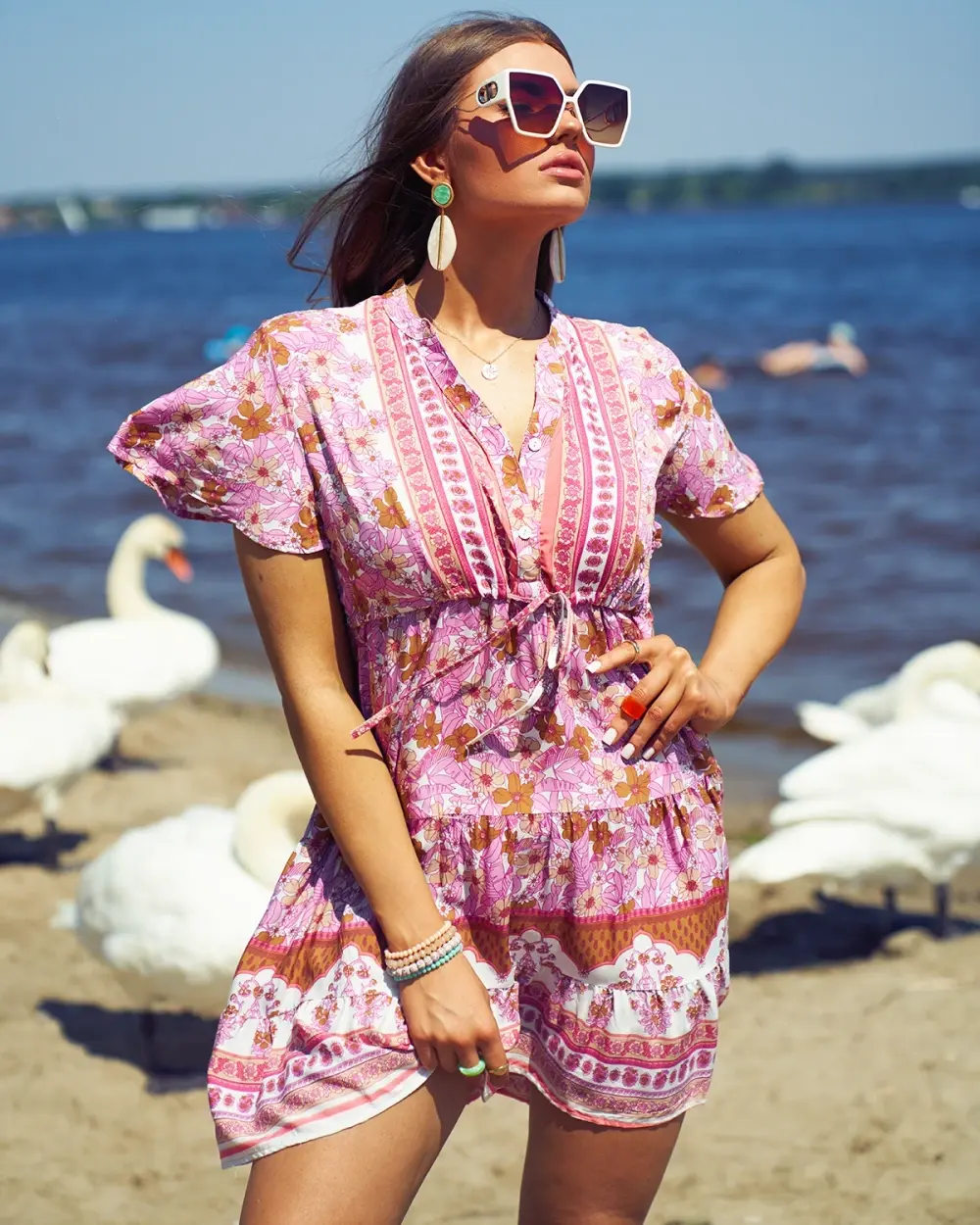 Resti Summer pink women's short dress