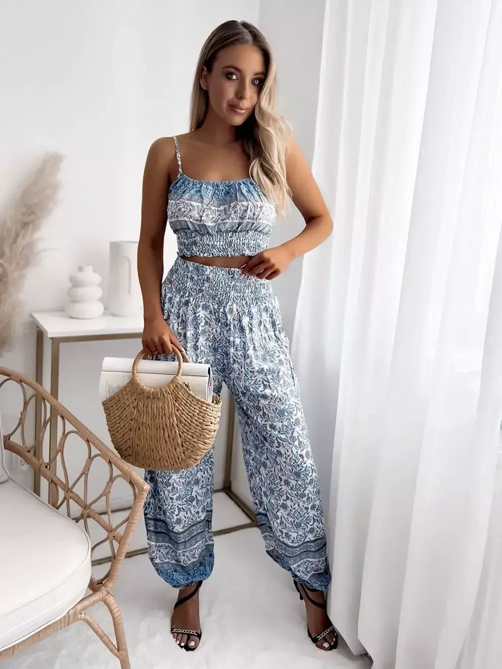 Resti Blue women's set with print- Clothing