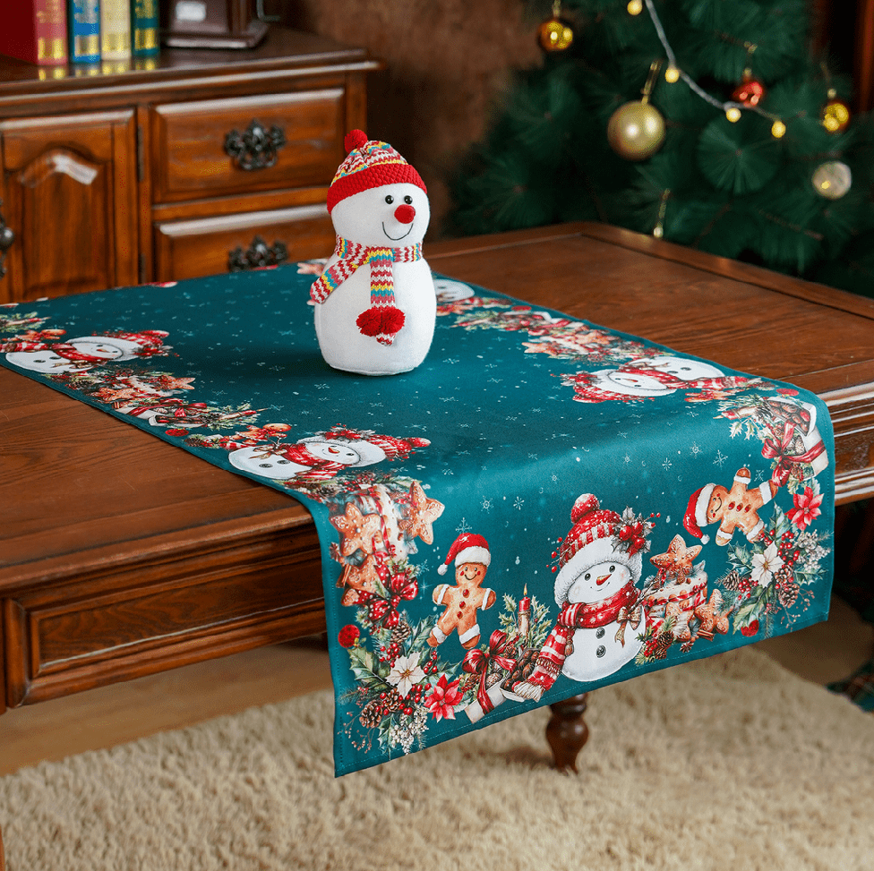 Vánoční ubrus - běhoun na stůl XMAS PARTY zelená 60x120 cm Mybesthome