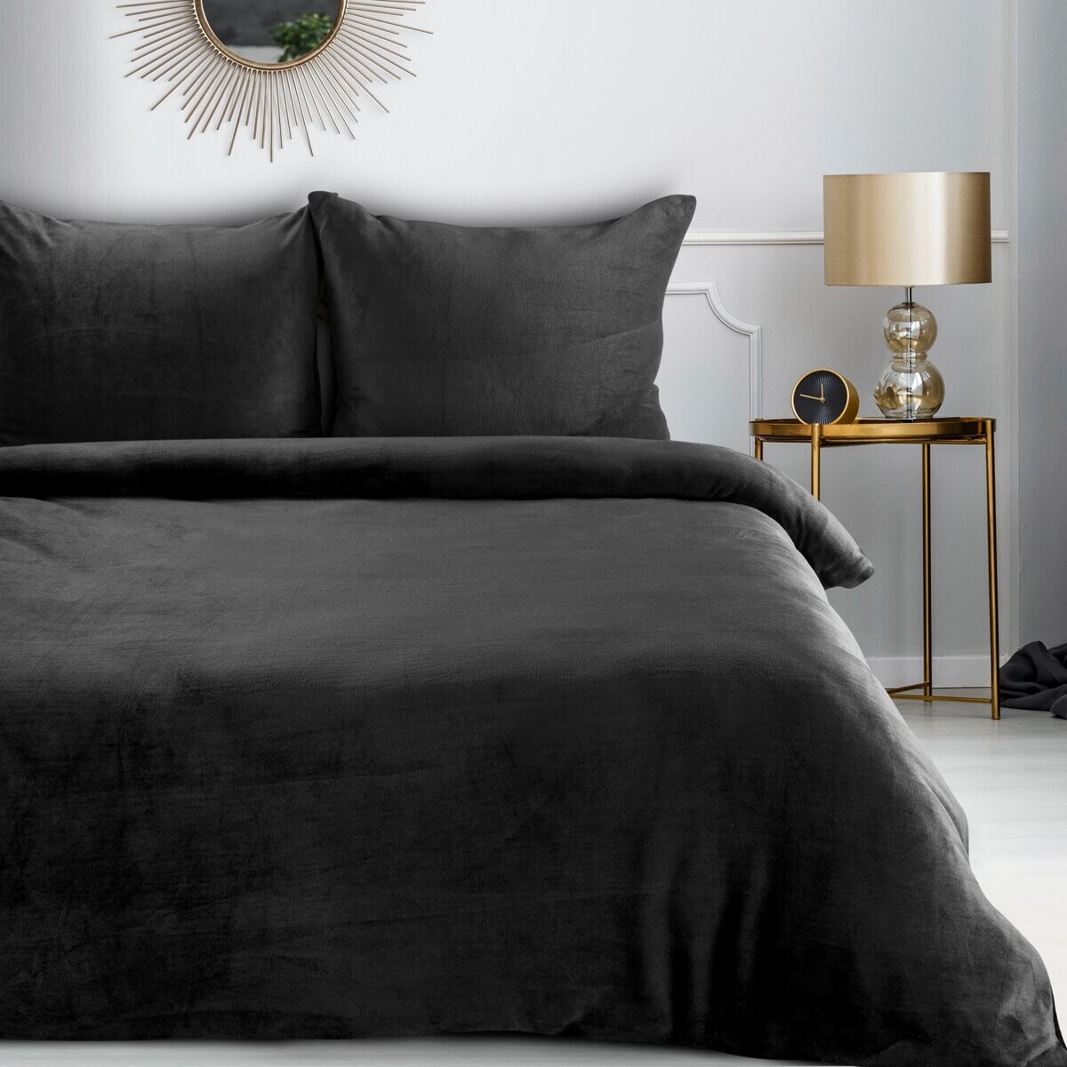 Flanelové povlečení MASTER černá 1x 220x200 cm, 2x povlak 70x80 cm MyBestHome