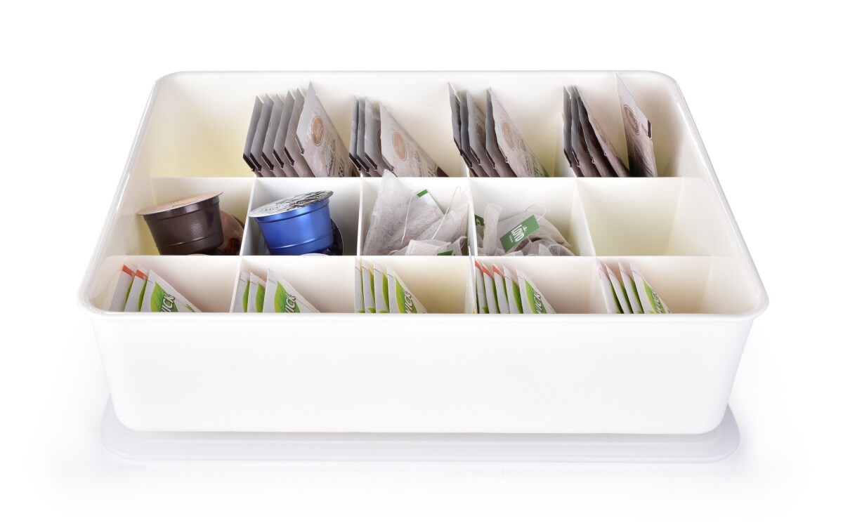 PRAKTIK | plastový organizér s transparentním víkem | 15 přihrádek