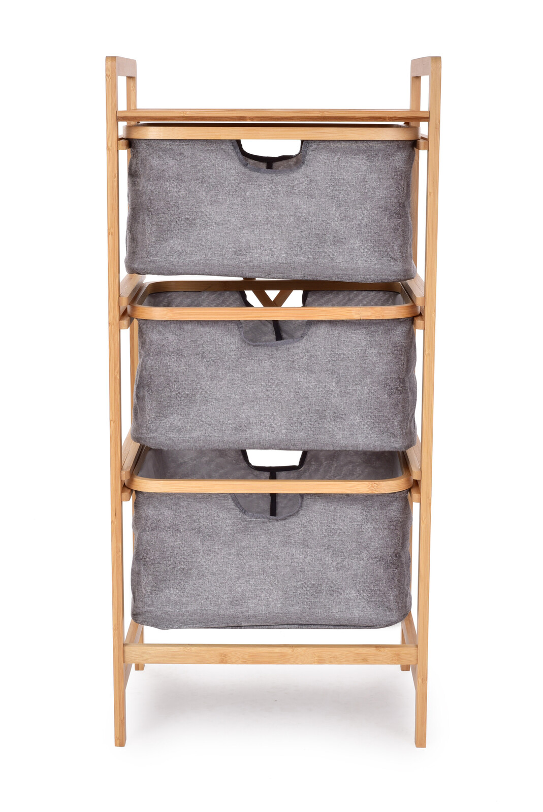 GoEco® | Bambusový regál se 3 výsuvnými úložnými košíky a poličkou