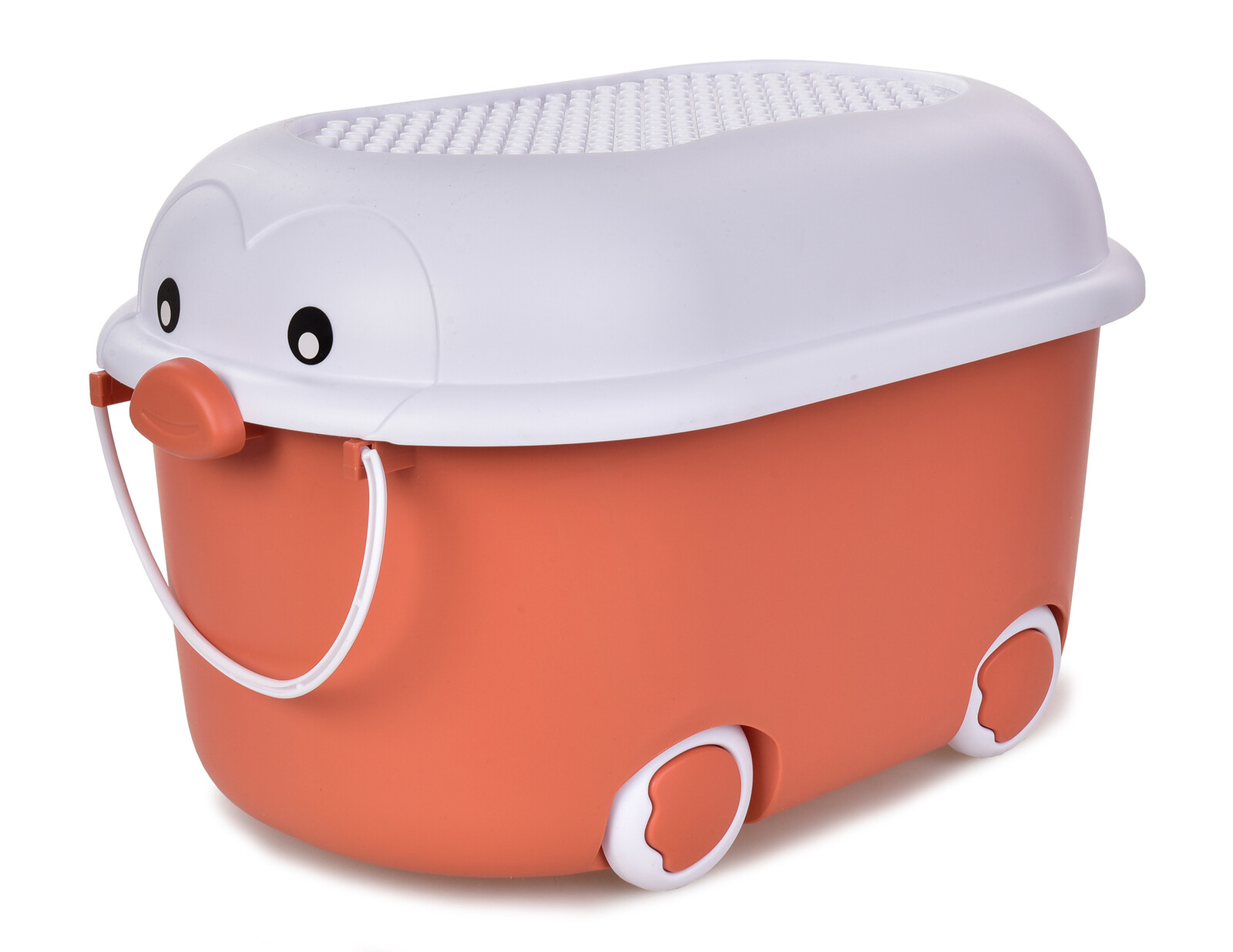 PLAY | 20 L pojízdný dětský box na hračky s víkem | cihlový