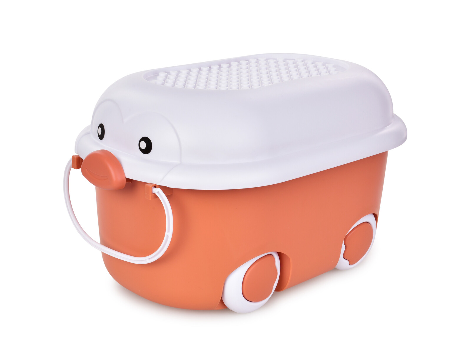 PLAY | 10 L pojízdný dětský box na hračky s víkem cihlový