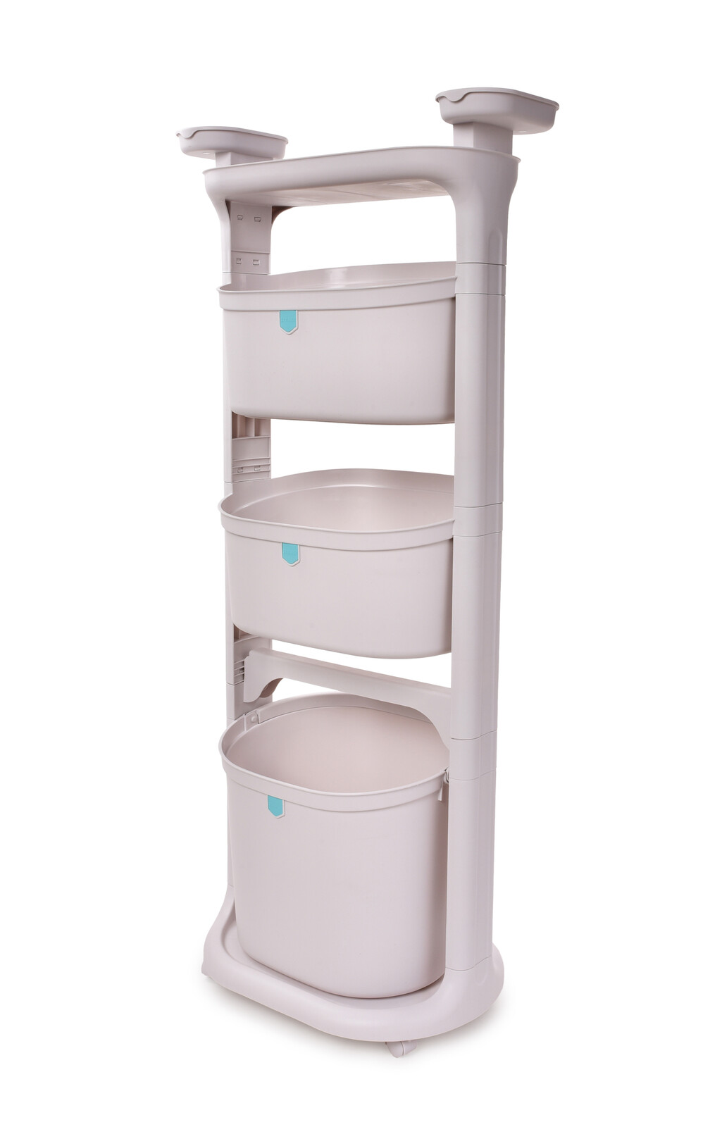 PRAKTIK | 4patrový pojízdný regál s vyjímatelným 15L kbelíkem a úložnými policemi