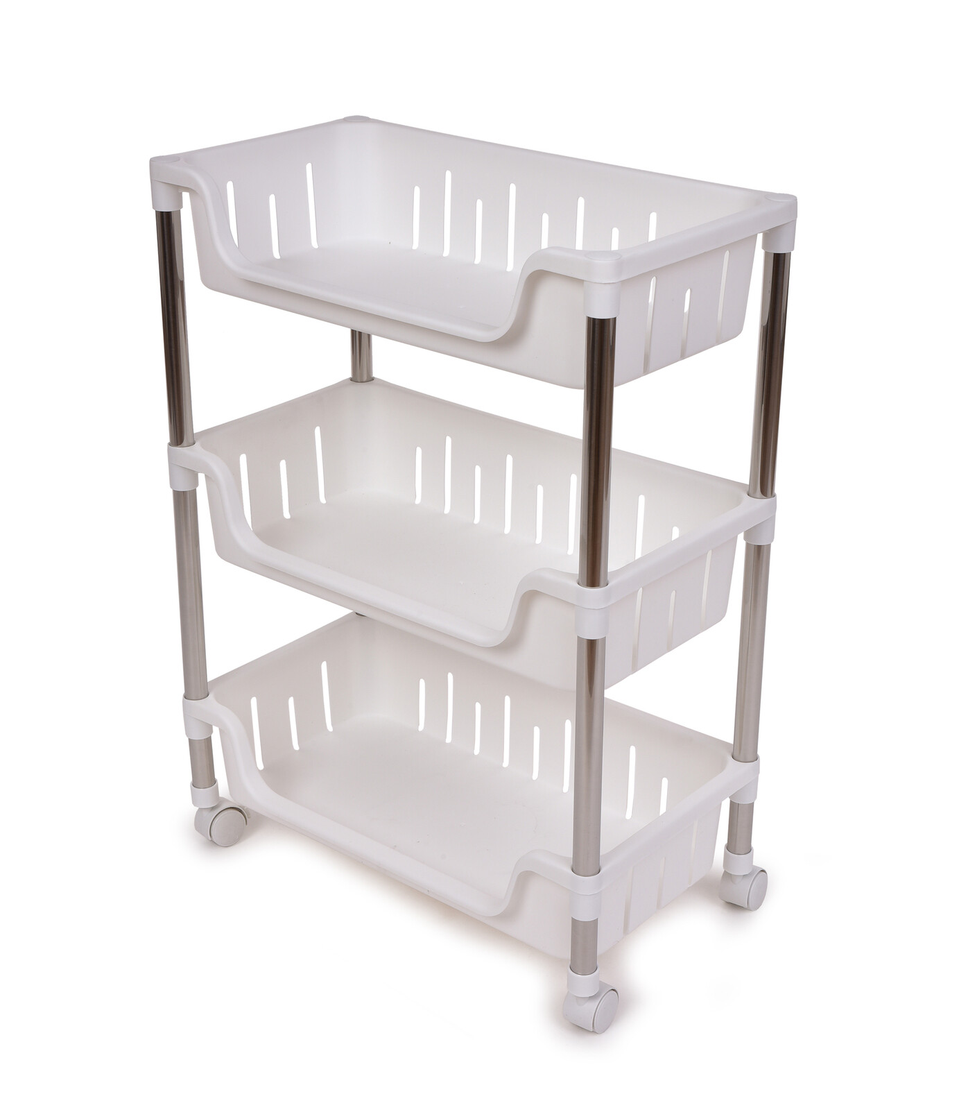 TROLEY | Pojízdný úložný regál se 3 policemi a háčky | 67,5 cm