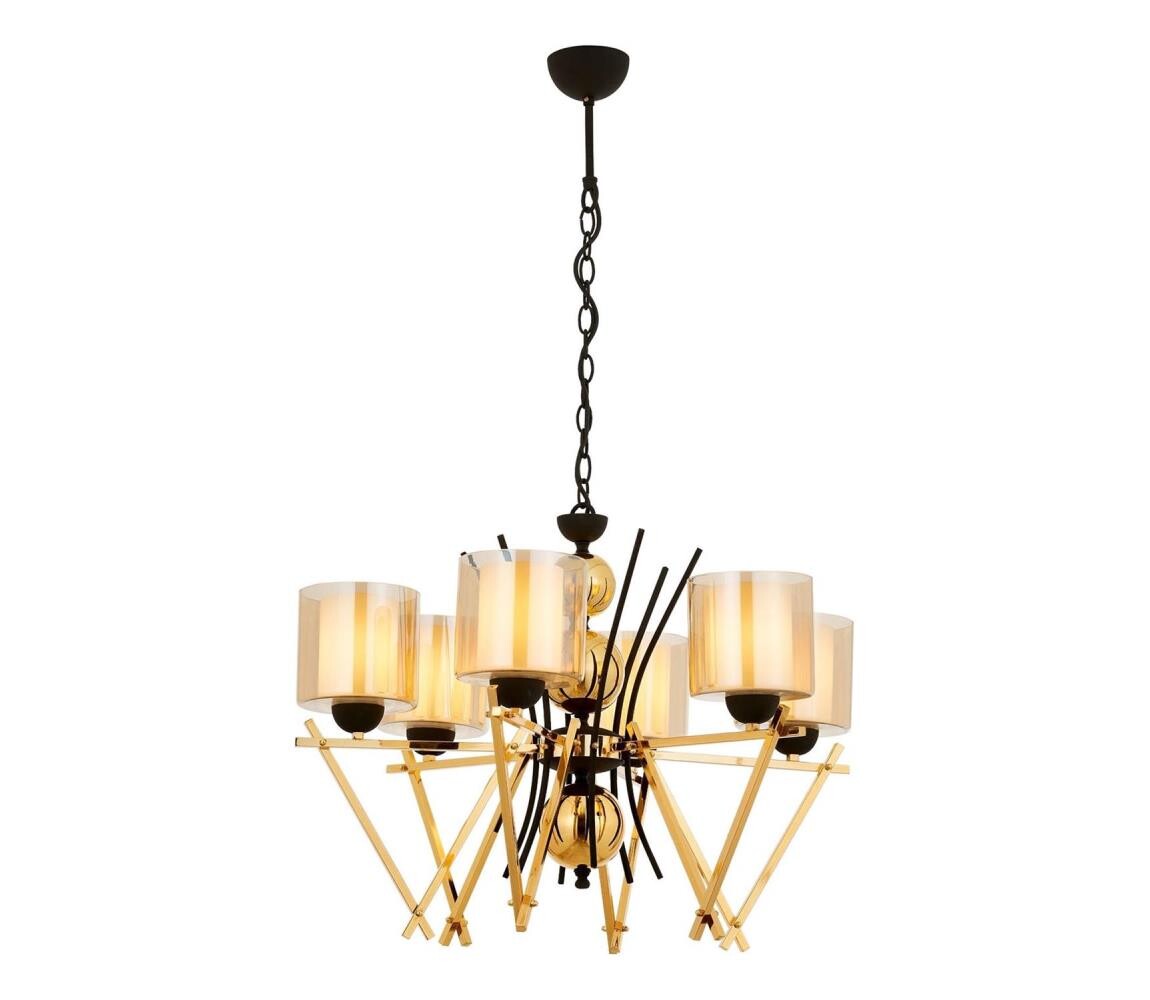 Lustr na řetězu VARANA 6xE27/40W/230V černá/zlatá