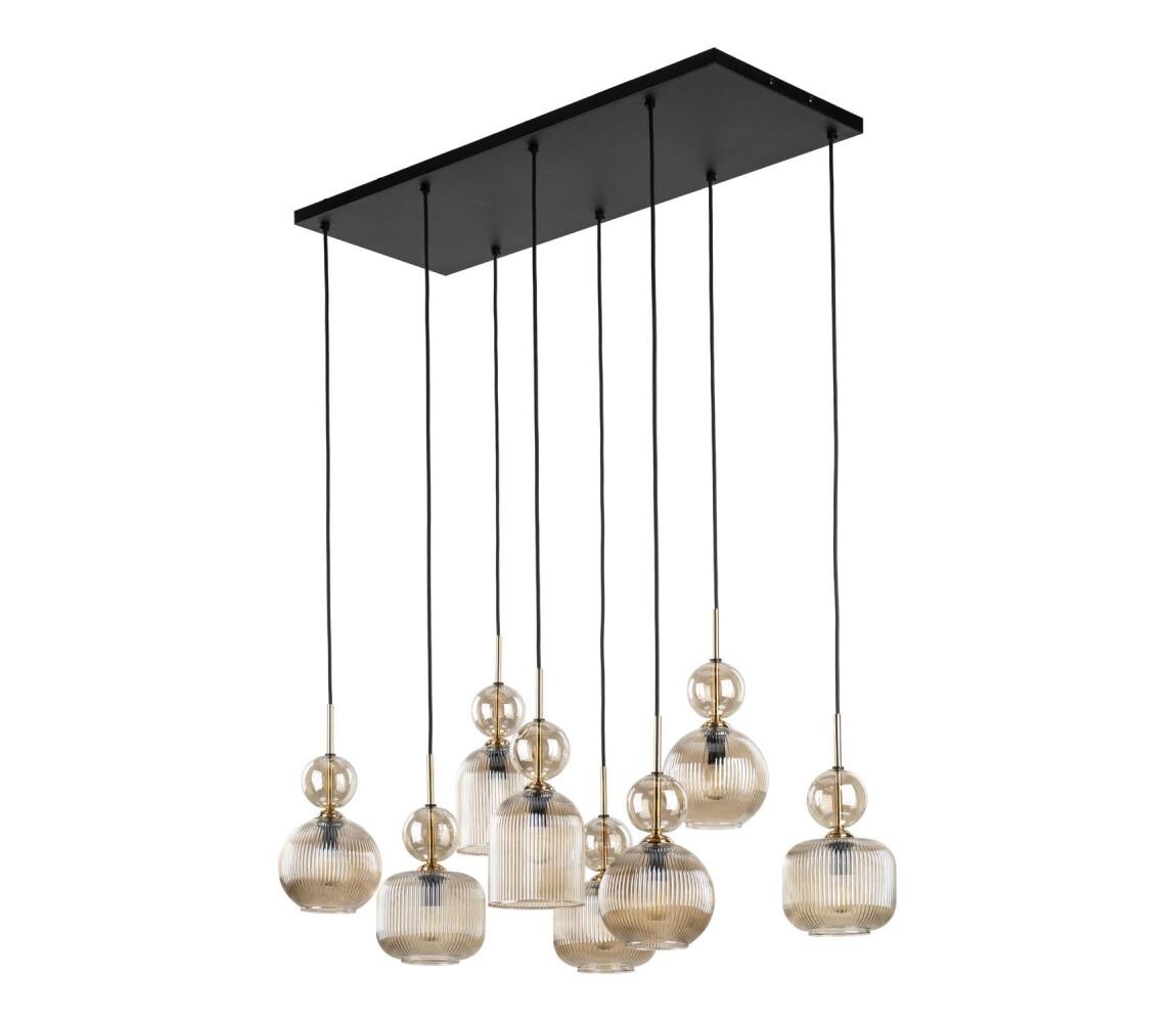Lustr na lanku SOPHIA 8xE14/10W/230V černá/kouřová béžová